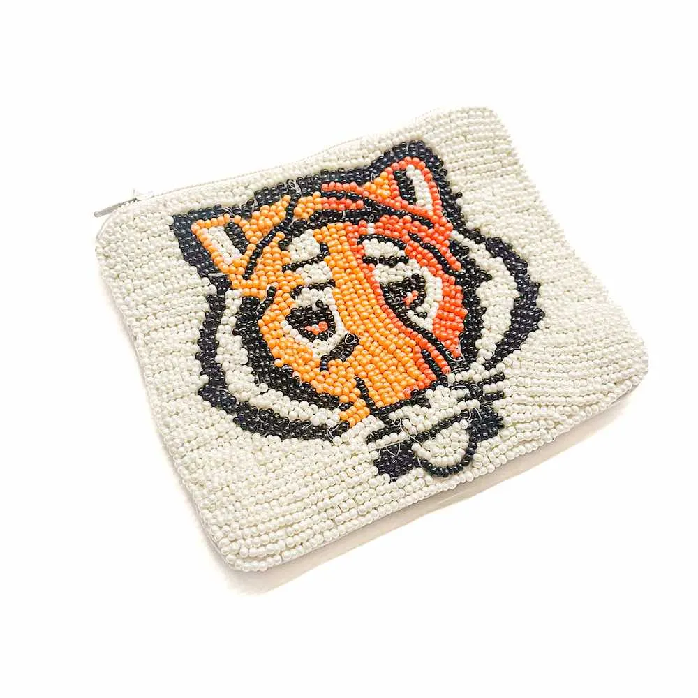 Out and About Seed Bead Coin Purse - Tiger