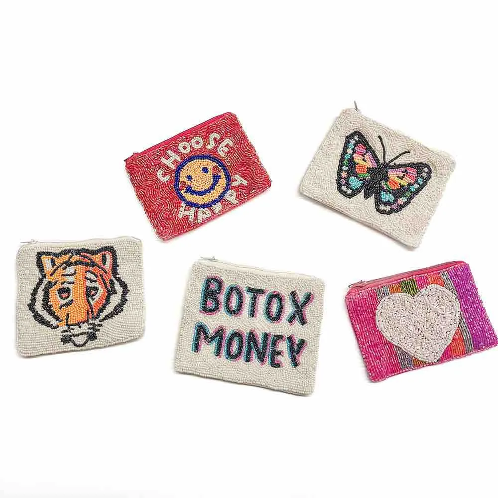 Out and About Seed Bead Coin Purse - Tiger