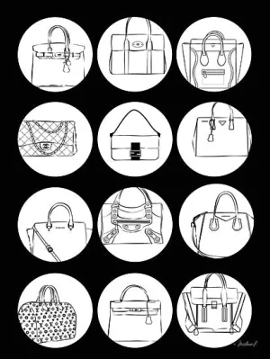PAV182 - Black Handbags Treasures - 12x16