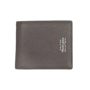 "Deater" billfold wallet with coin purse in taupe grey shrunken leather