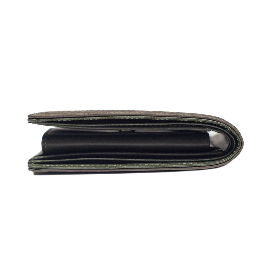"Deater" billfold wallet with coin purse in taupe grey shrunken leather