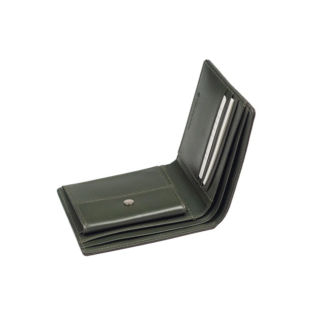 "Deater" billfold wallet with coin purse in taupe grey shrunken leather