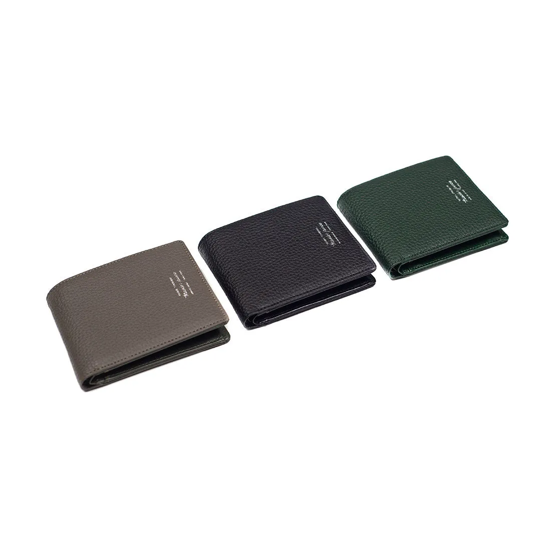 "Deater" billfold wallet with coin purse in taupe grey shrunken leather