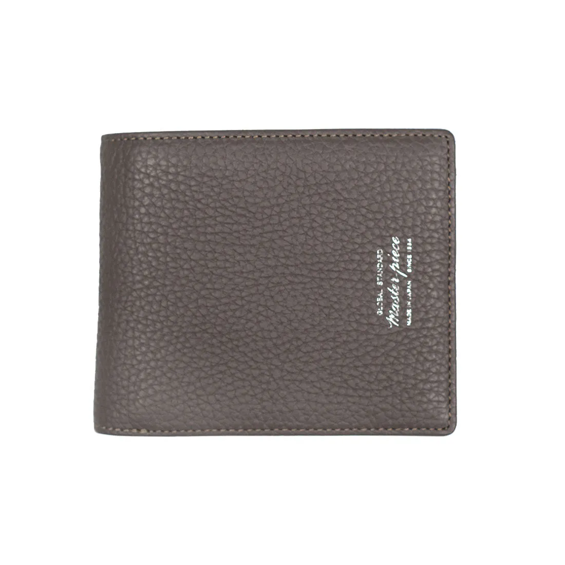 "Deater" billfold wallet with coin purse in taupe grey shrunken leather