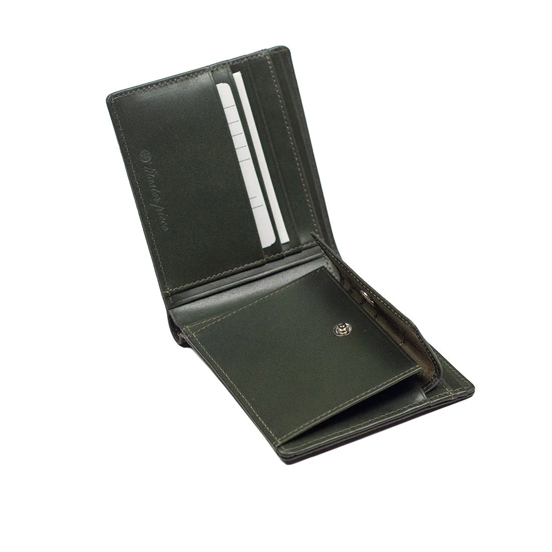 "Deater" billfold wallet with coin purse in taupe grey shrunken leather
