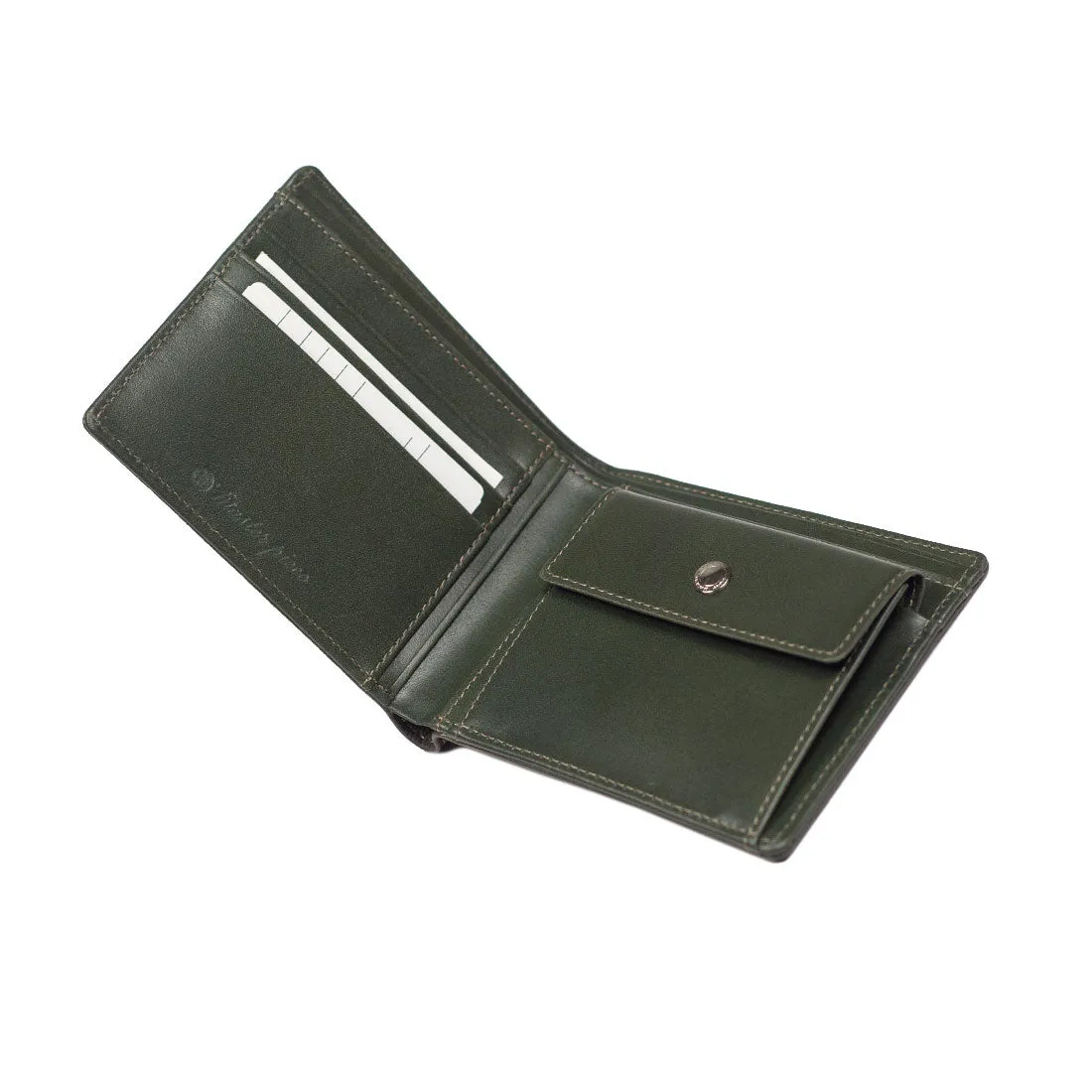 "Deater" billfold wallet with coin purse in taupe grey shrunken leather