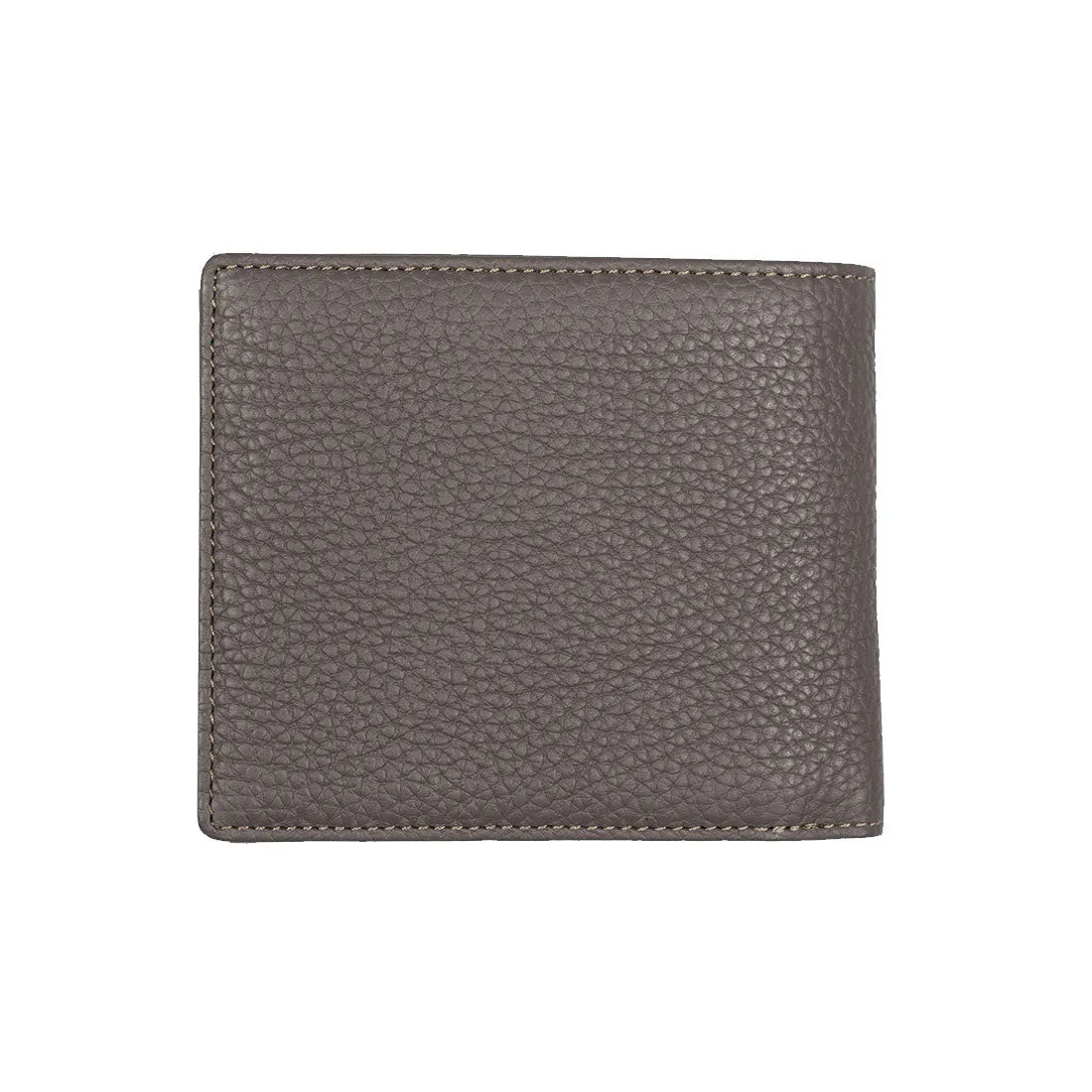 "Deater" billfold wallet with coin purse in taupe grey shrunken leather