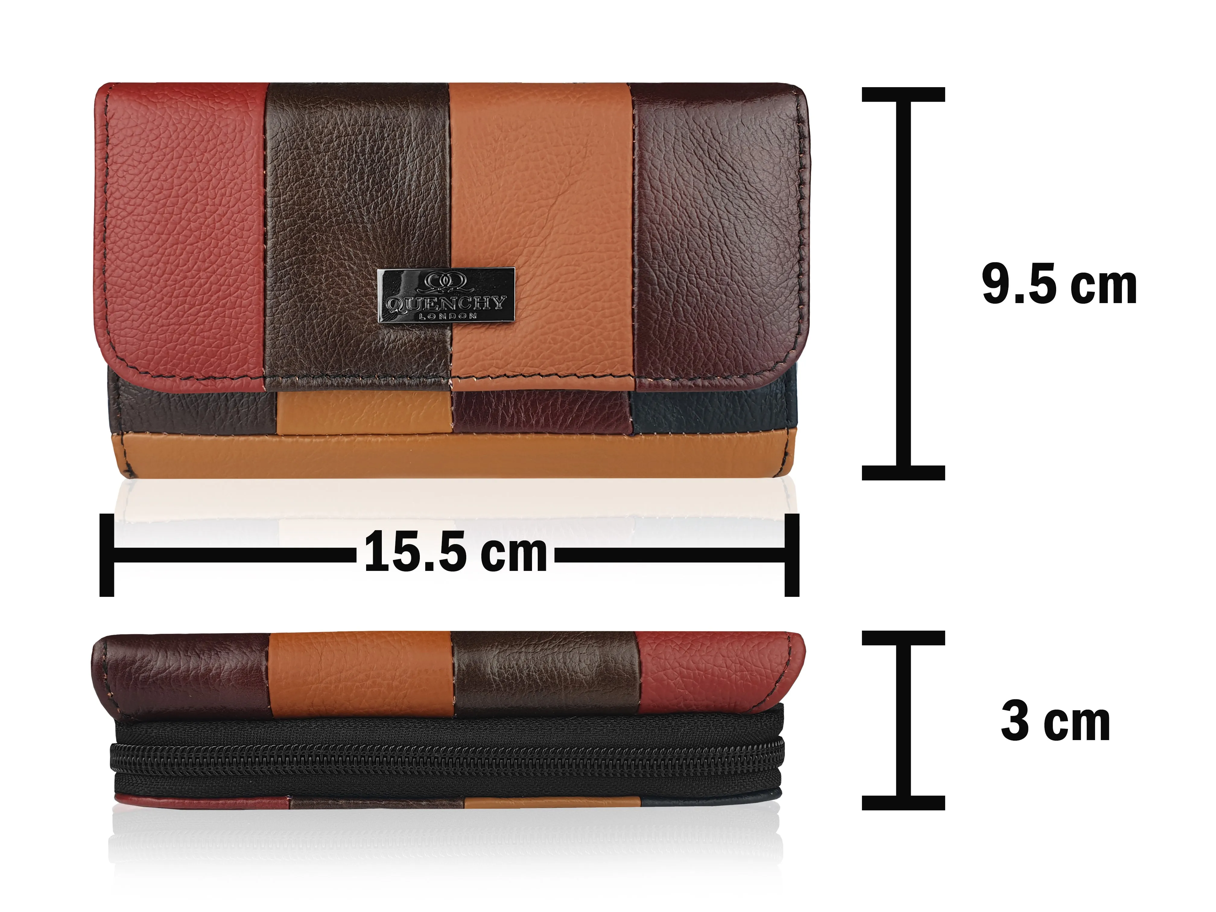 Real Leather Womens Large Purse - Multi Coloured, Designer, RFID Blocking