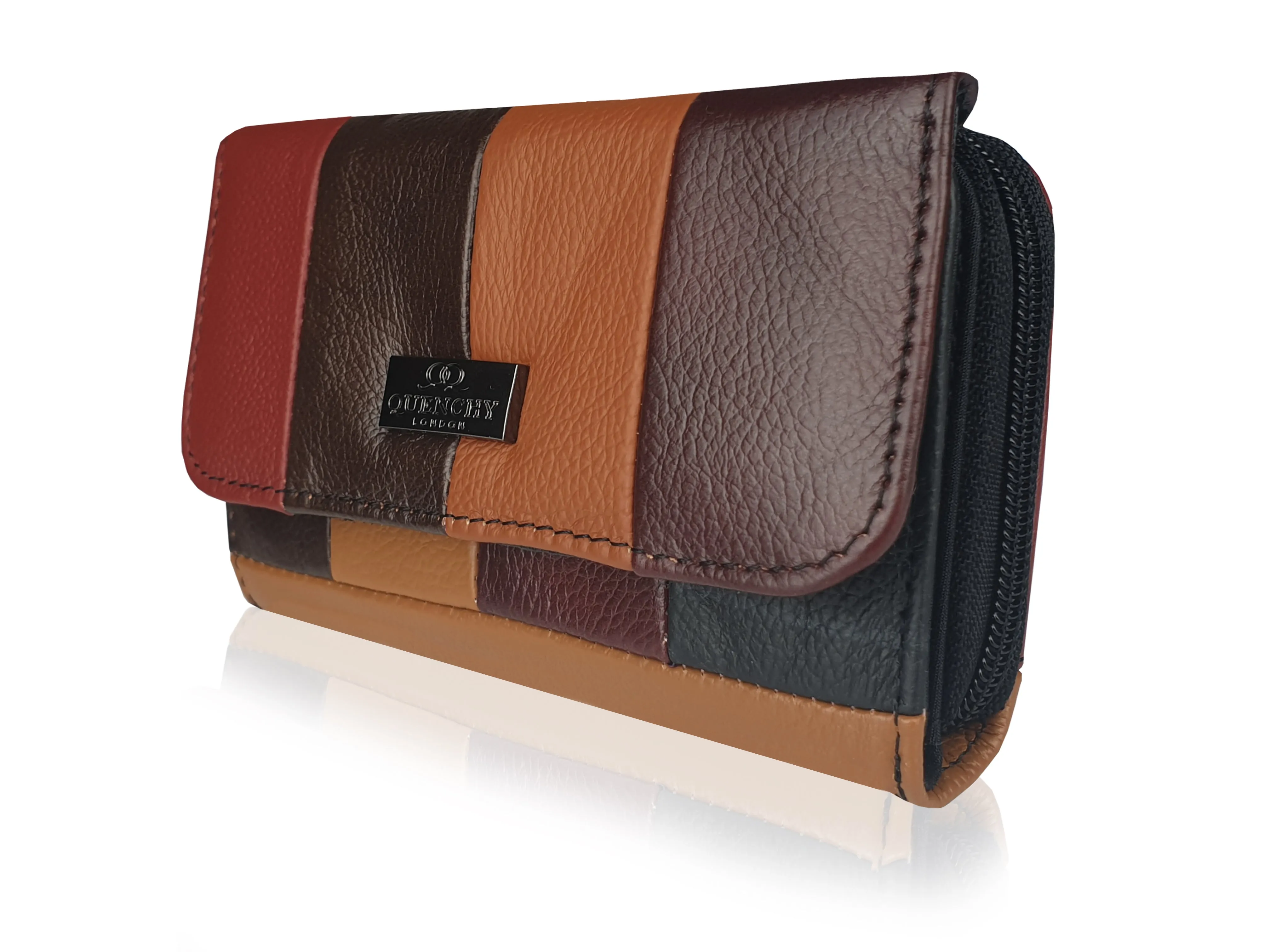 Real Leather Womens Large Purse - Multi Coloured, Designer, RFID Blocking