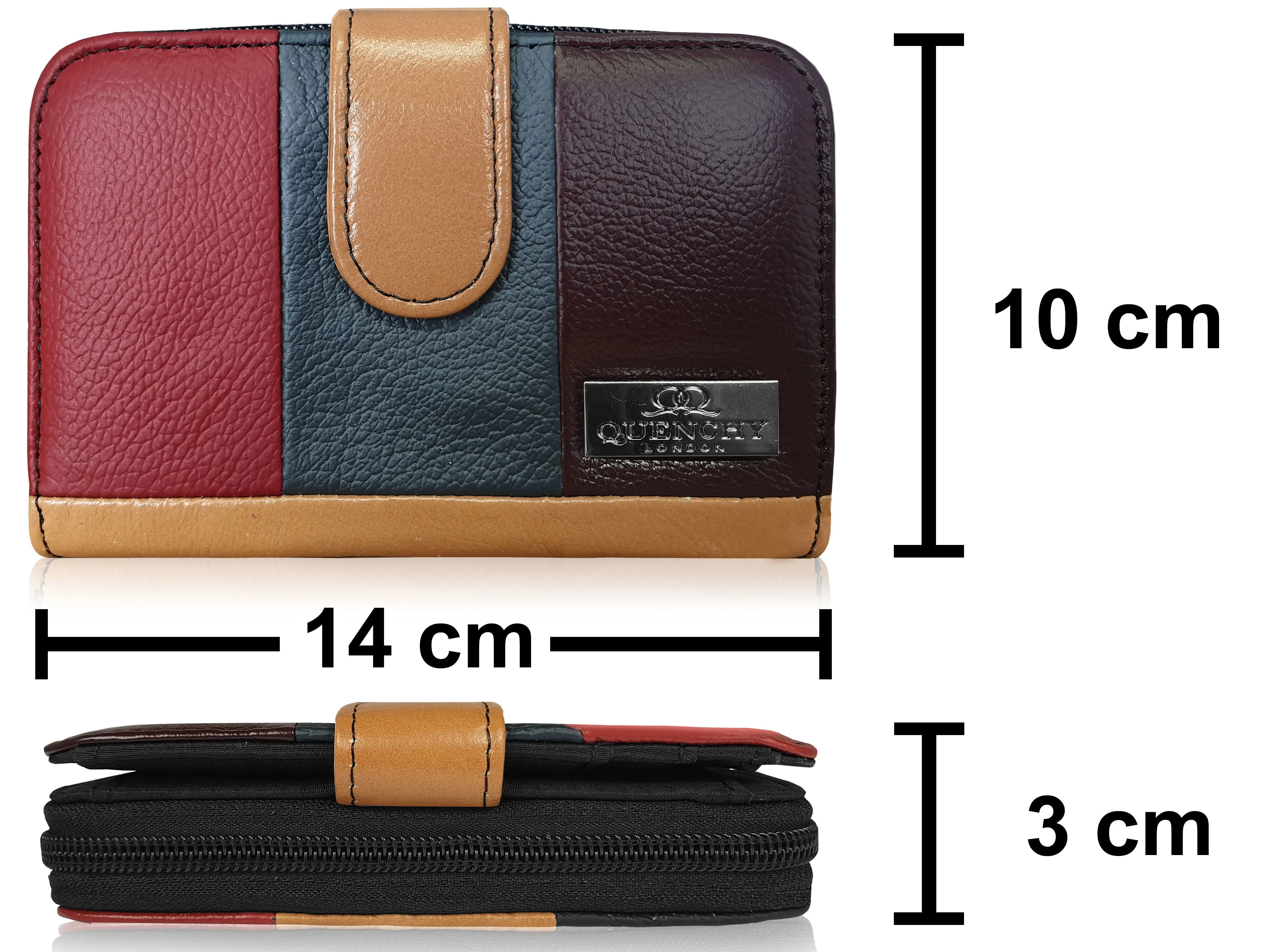 Real Leather Womens Purse - Multi Coloured, Designer, RFID Blocking