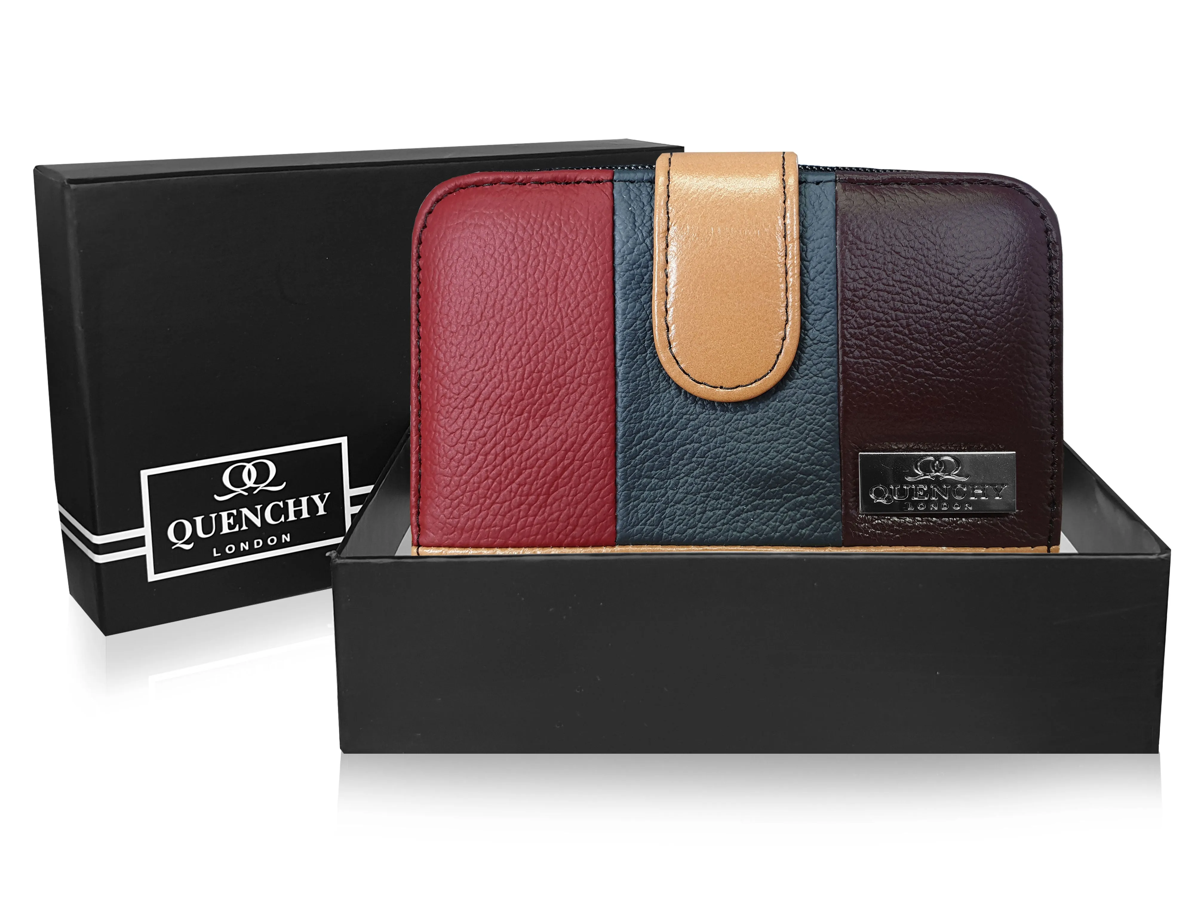 Real Leather Womens Purse - Multi Coloured, Designer, RFID Blocking