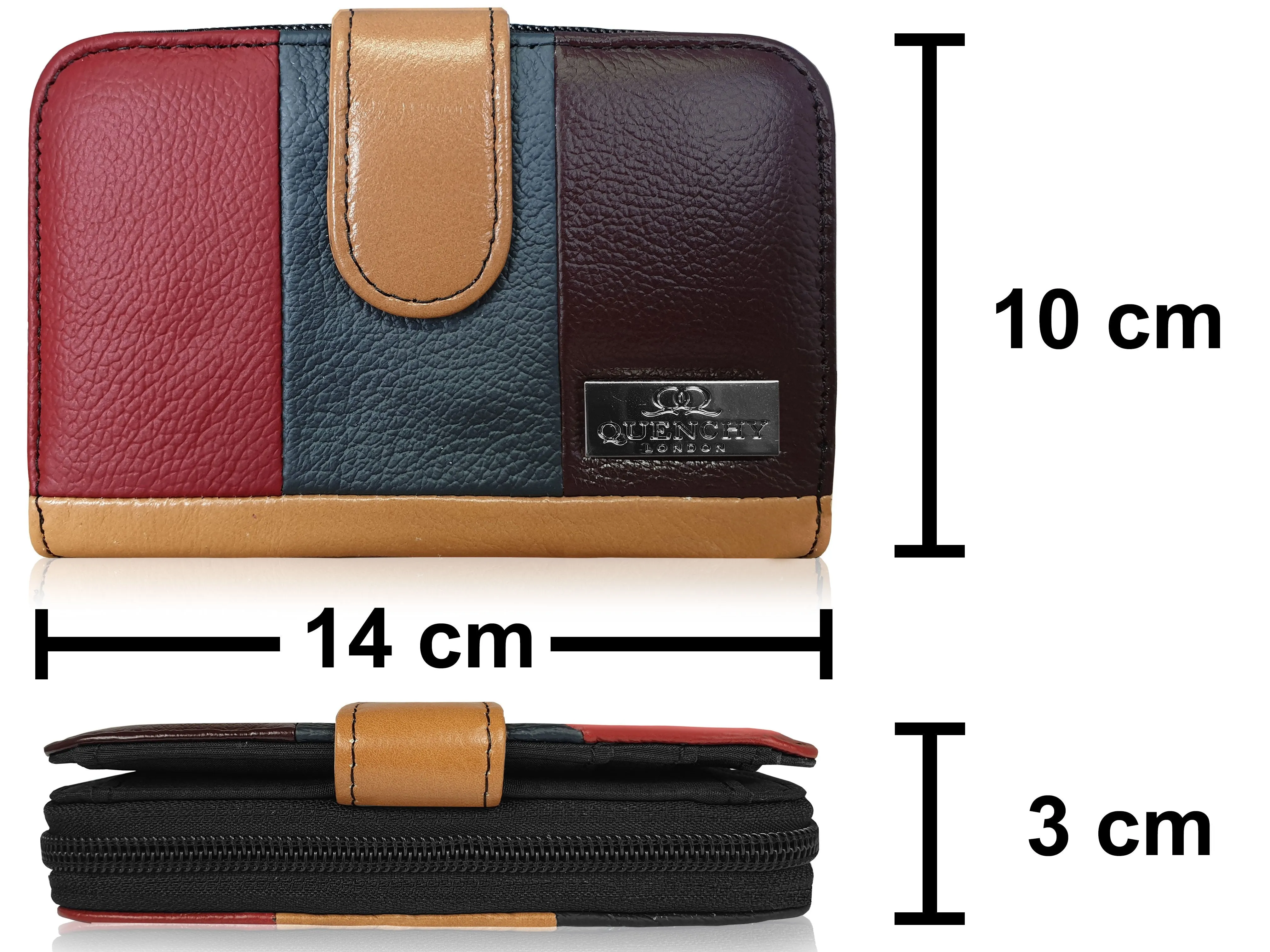 Real Leather Womens Purse - Multi Coloured, Designer, RFID Blocking