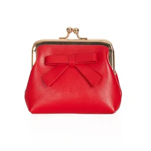 Ruby Red Coin Purse with Bow Detail and Gold Ball Clasp