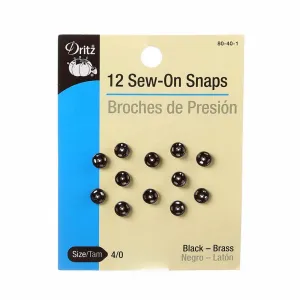 Sew On Snaps -  Size 4/0 Black