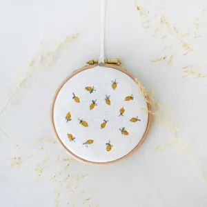 Small Ivory Lemons Embroidery Hoop Picture