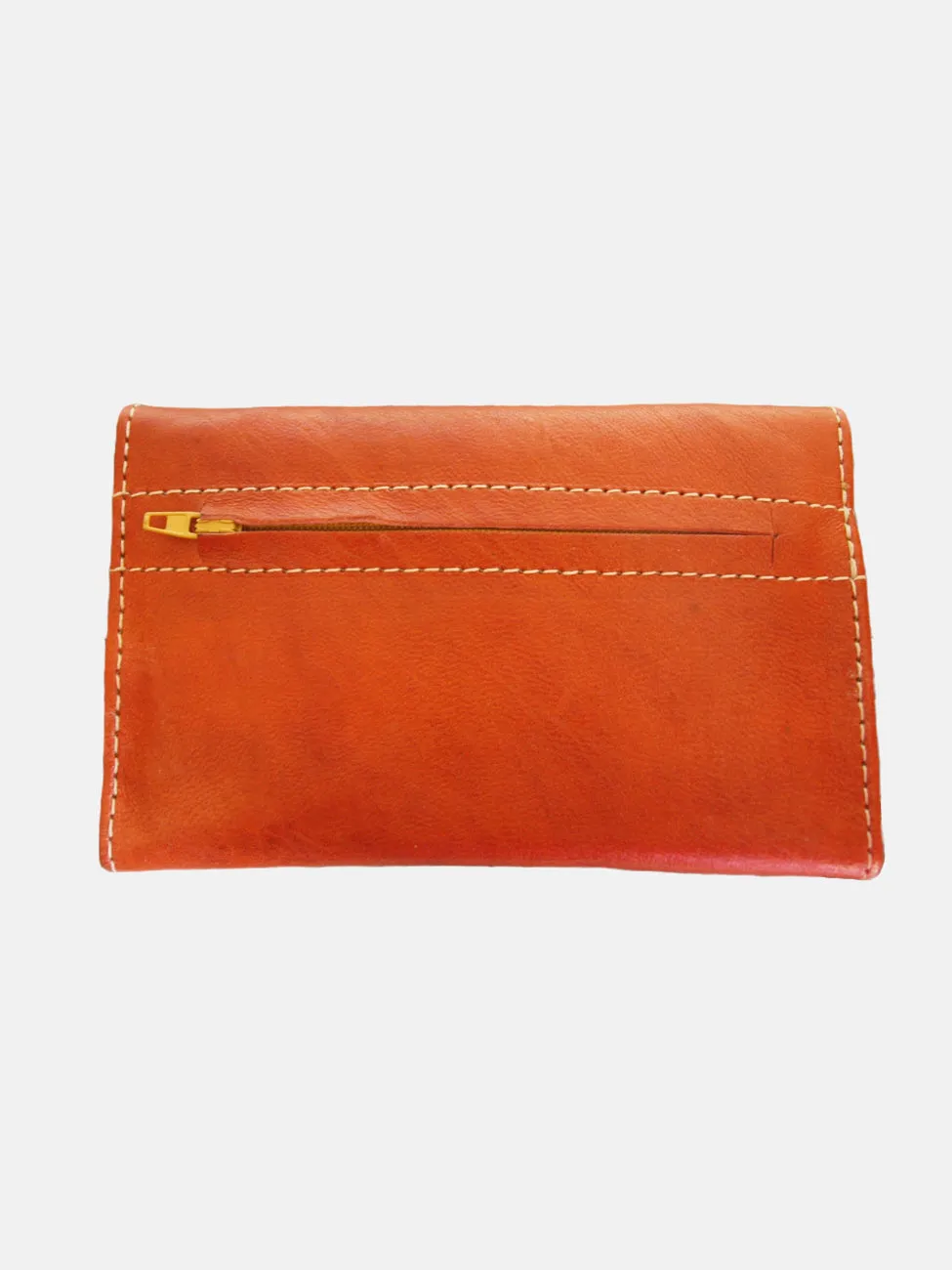 Small Leather Tri-Fold Purse Light Brown