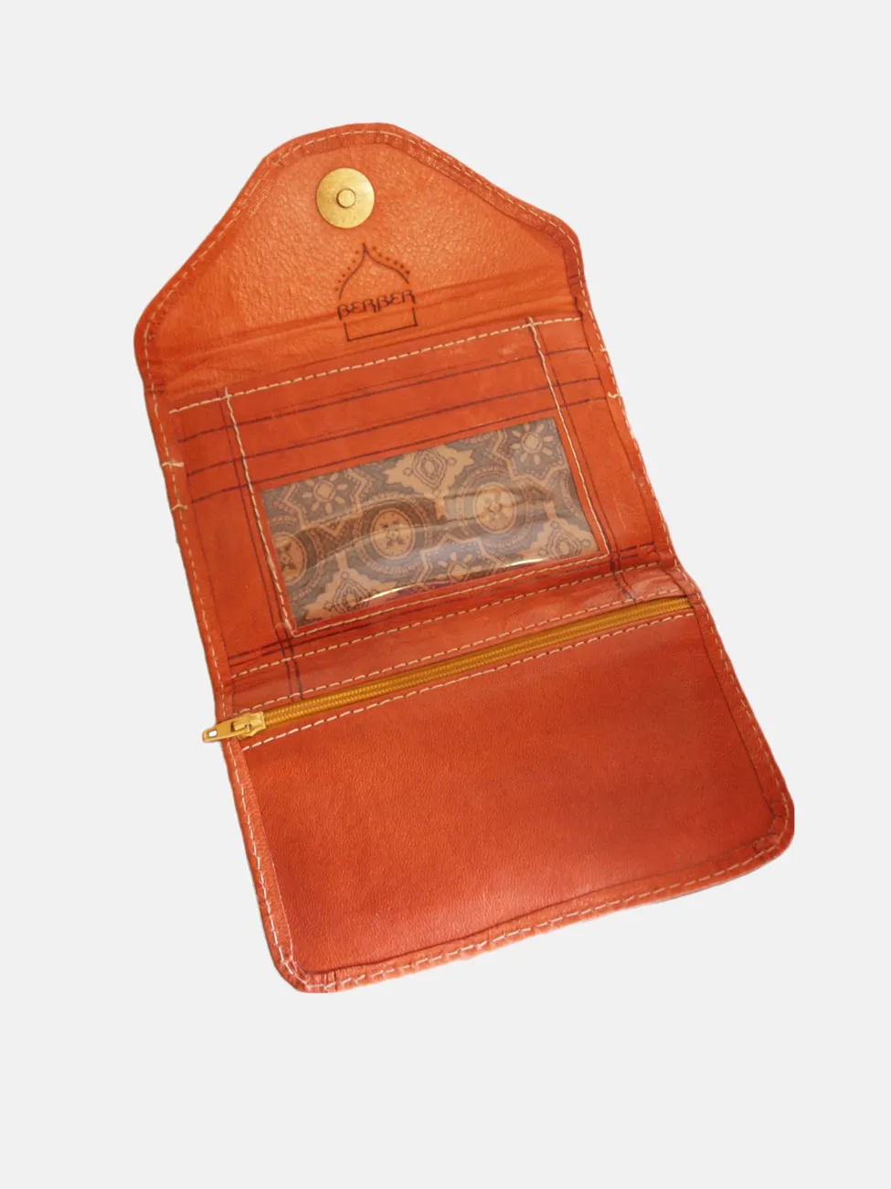 Small Leather Tri-Fold Purse Light Brown