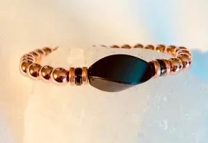 Sonya Handmade Hematite and Rose Gold Expandable Bracelet