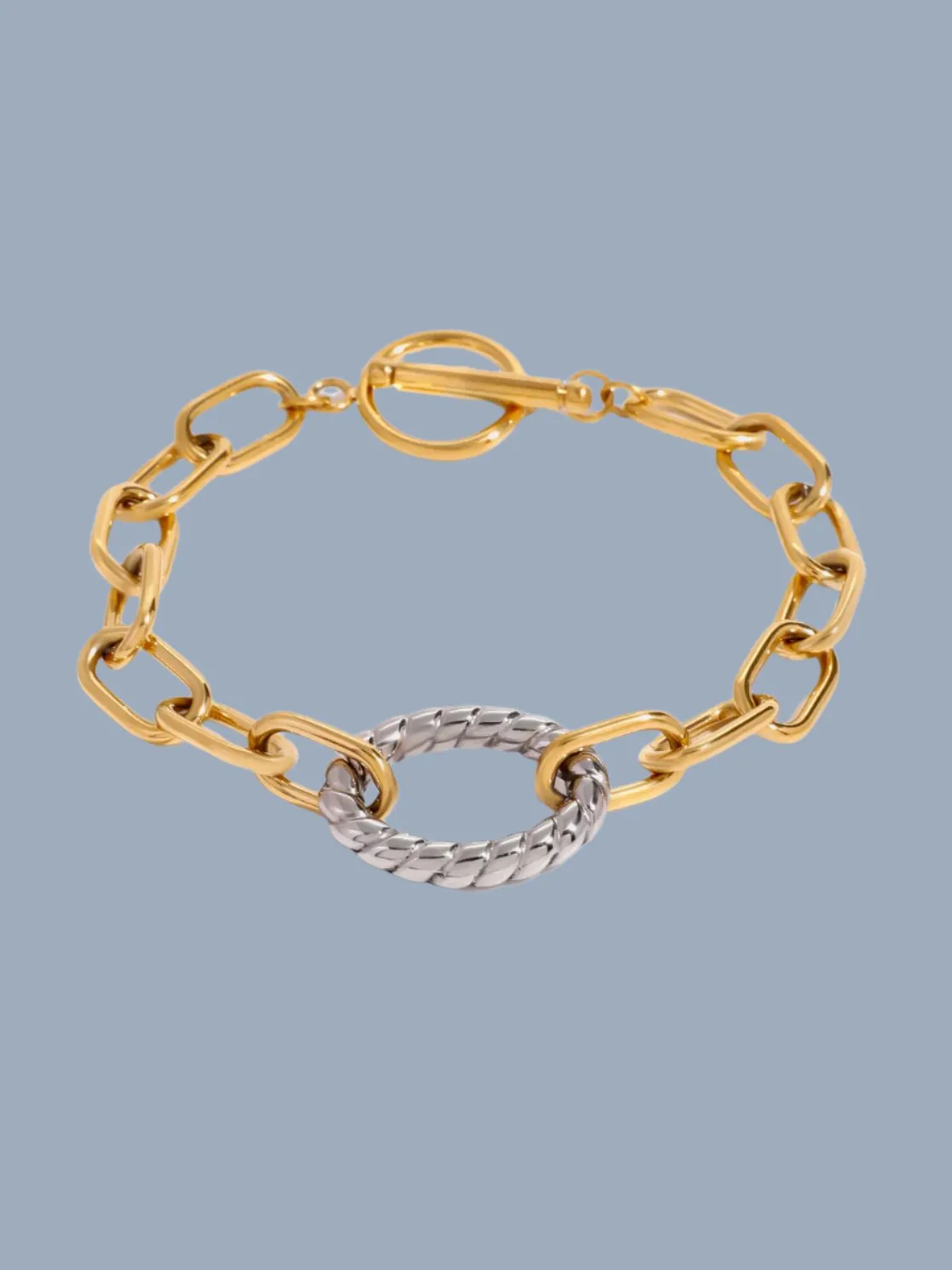 Stunning 18K Gold-Plated Two-Tone Bracelet