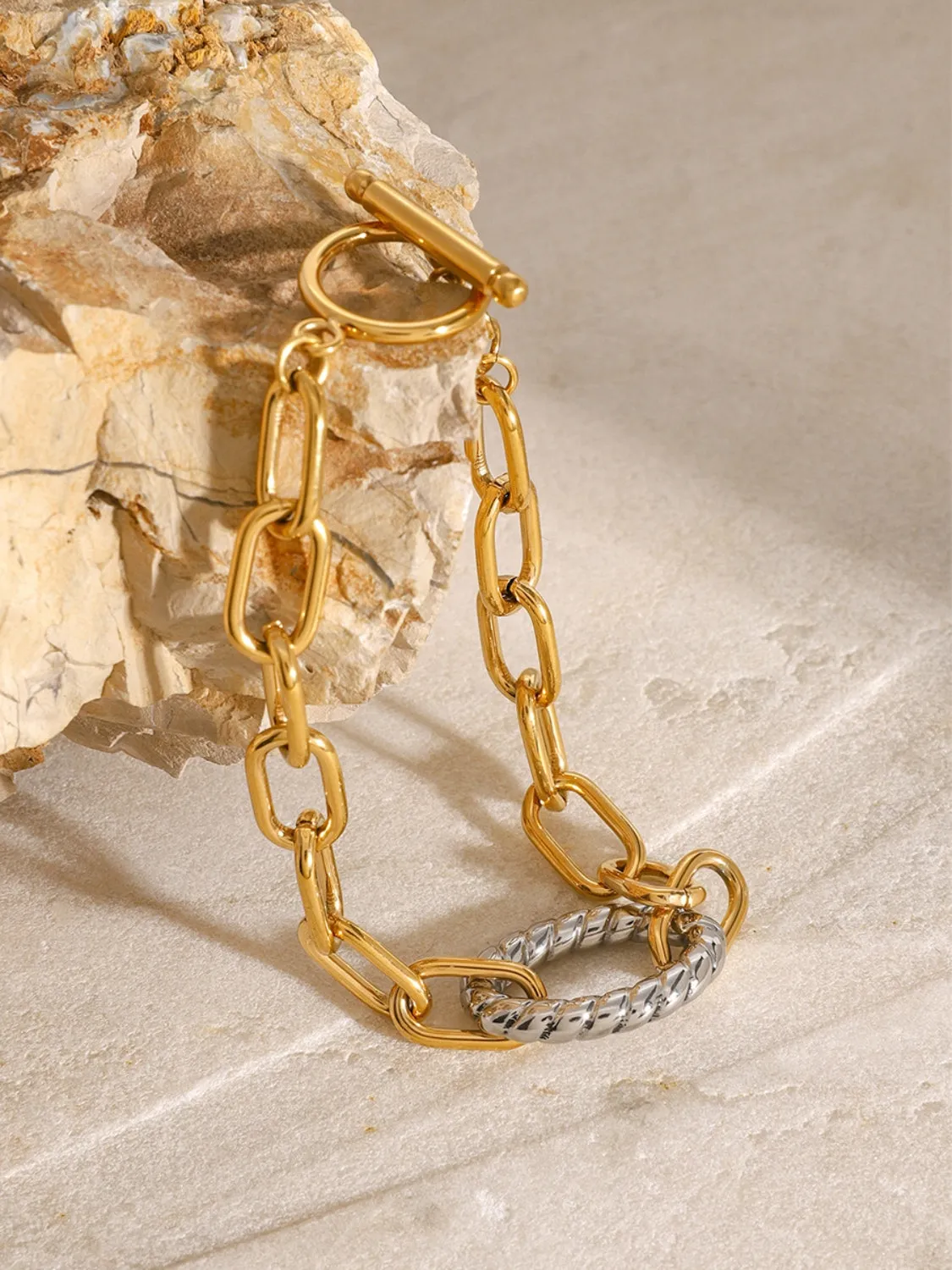 Stunning 18K Gold-Plated Two-Tone Bracelet
