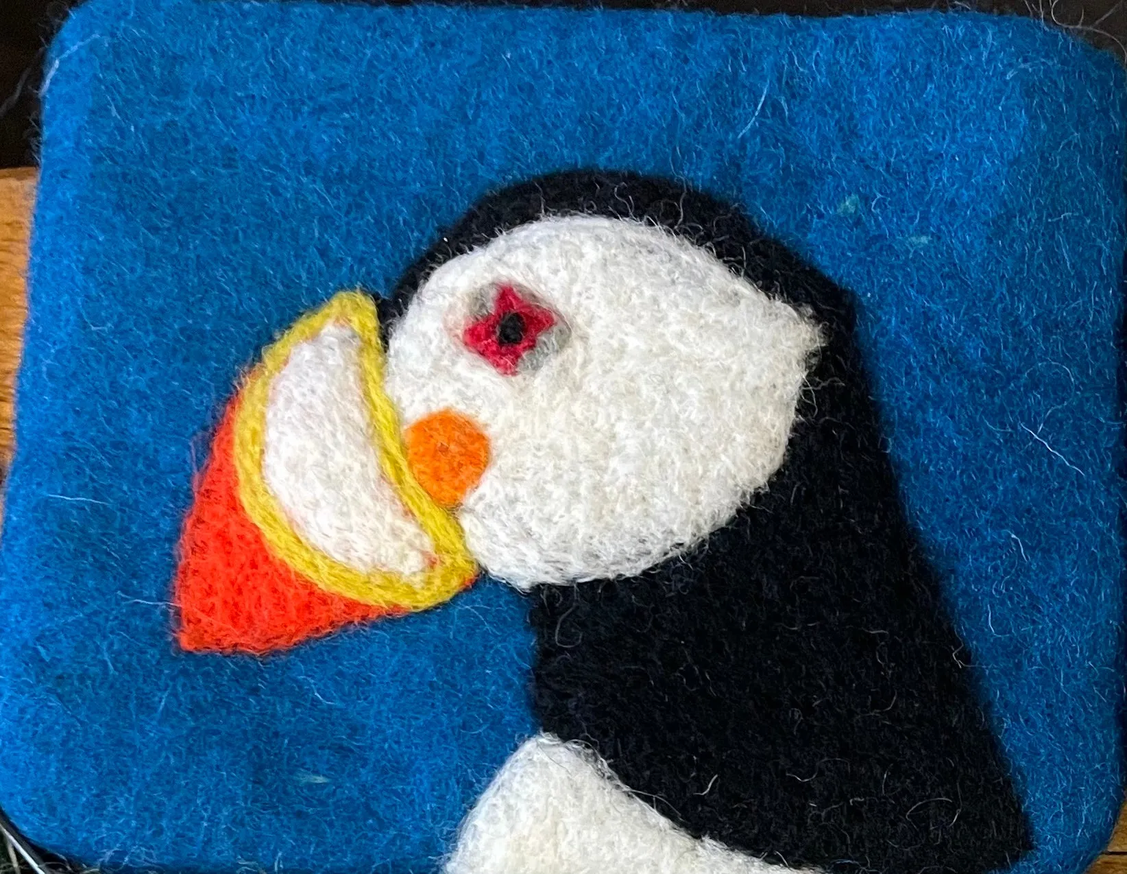Toucan on Blue Felt Coin Purse