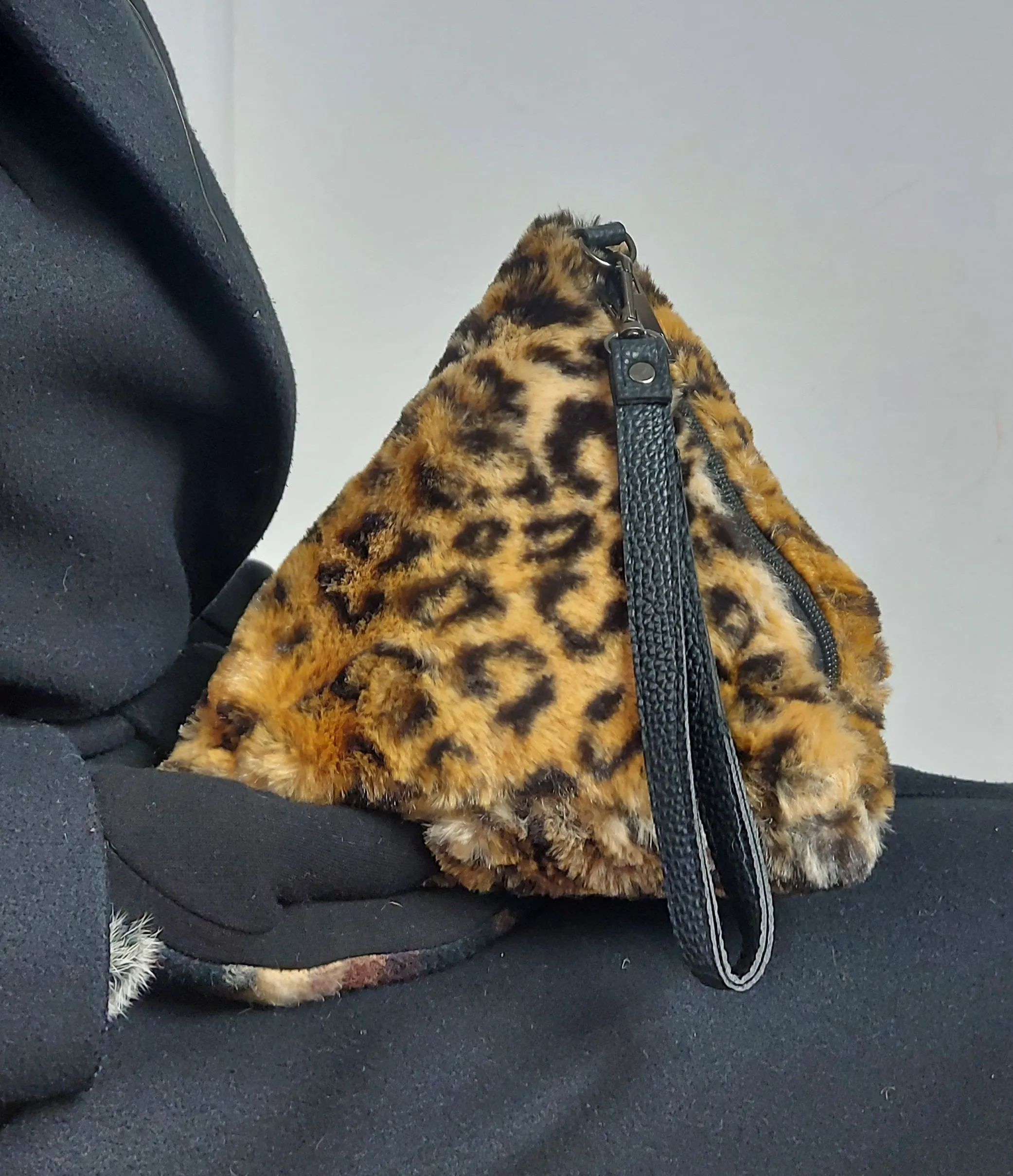 Triangular Leopard Faux Fur Bag Soft Fluffy Purse