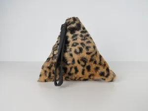 Triangular Leopard Faux Fur Bag Soft Fluffy Purse