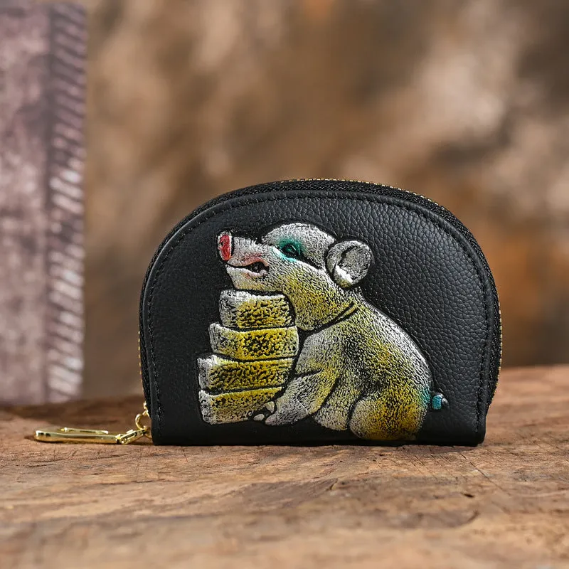 Vintage Animal Embossing  Leather Change Purses F608