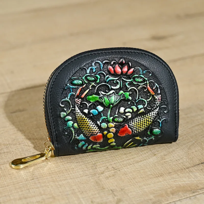 Vintage Animal Embossing  Leather Change Purses F608