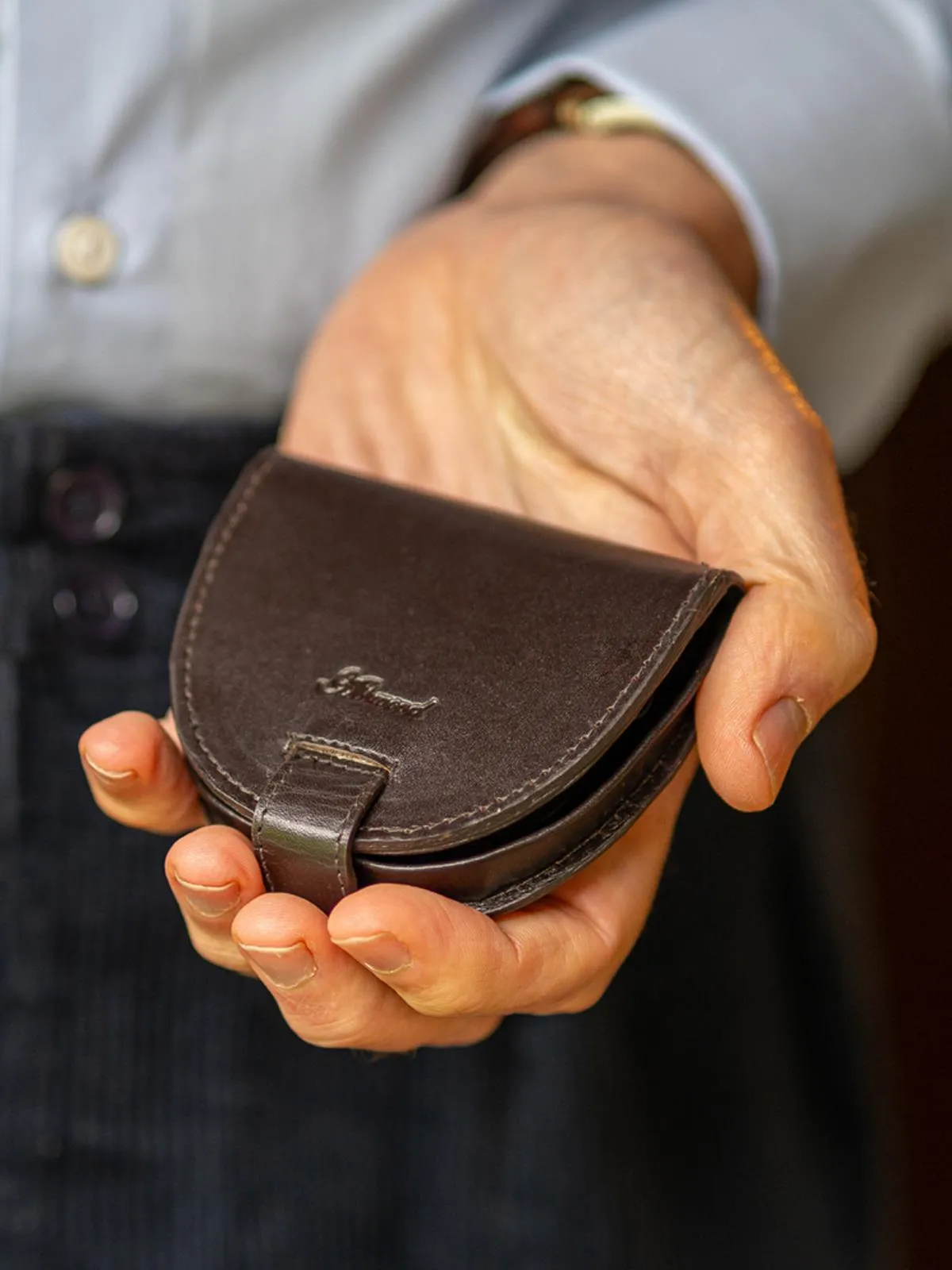 Vintage Style Small Dark Brown Leather Coin Purse