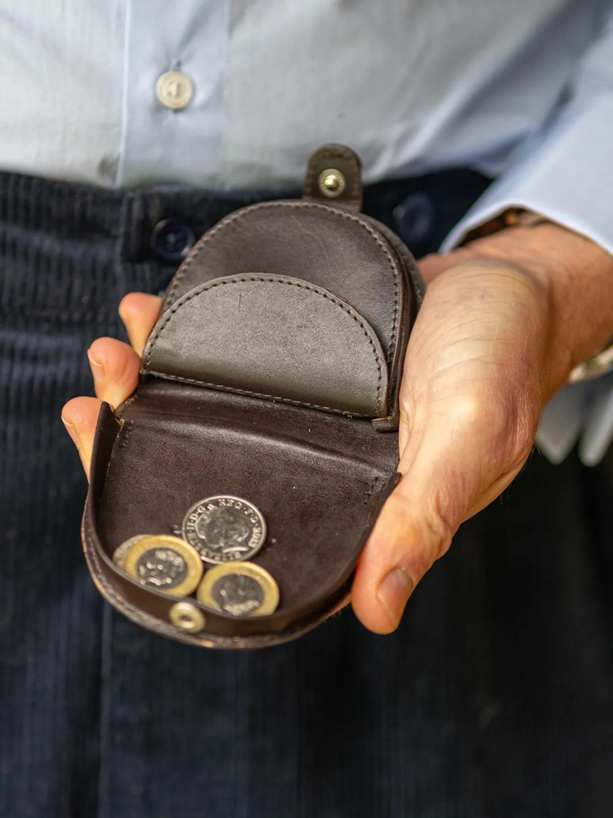 Vintage Style Small Dark Brown Leather Coin Purse