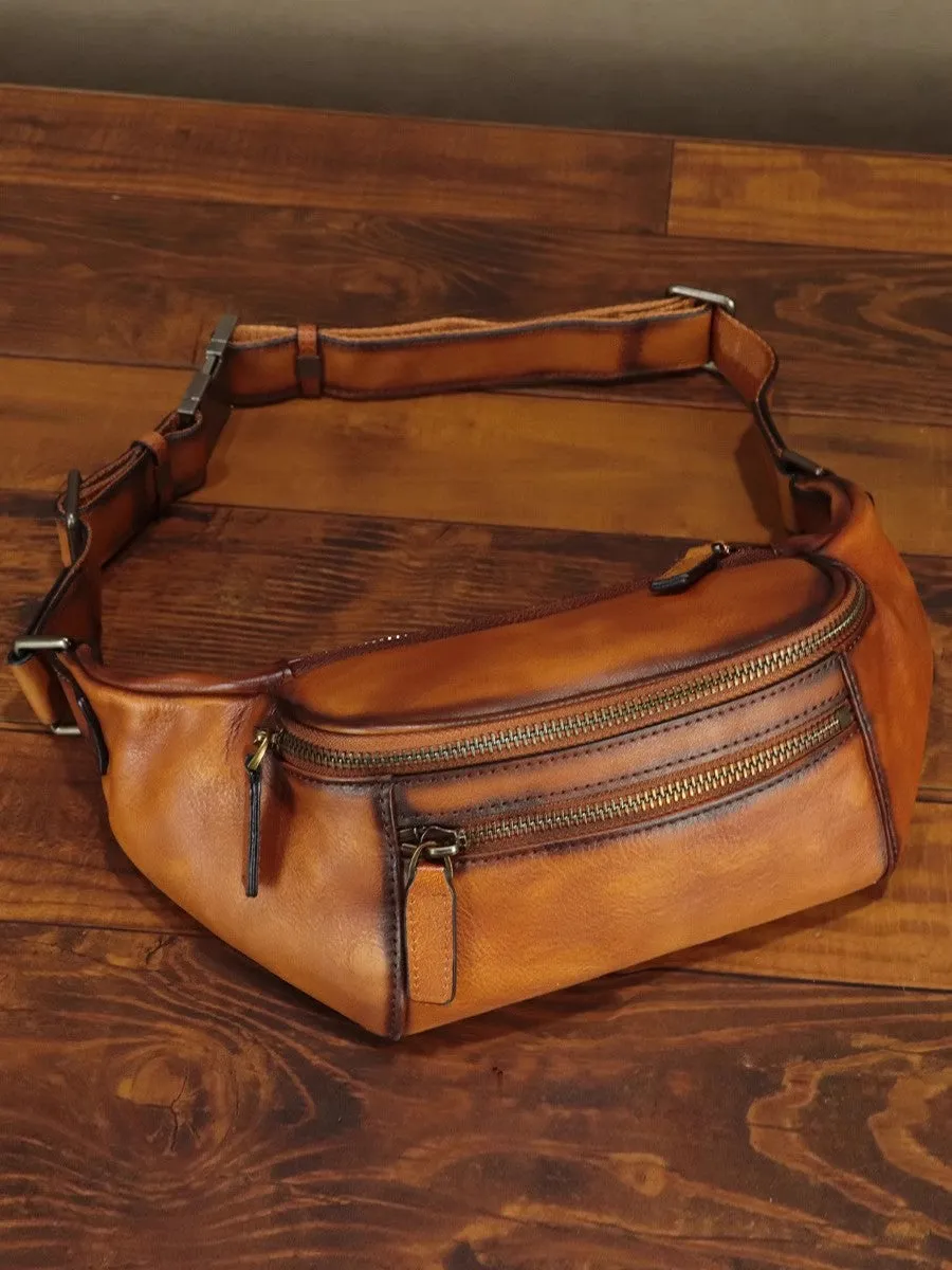 Vintage Womens Leather Chest Bag Waist Purses