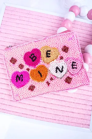 Viola Be Mine Pink Seed Bead Coin Purse