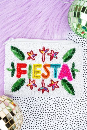 Viola Fiesta White Seed Bead Coin Purse