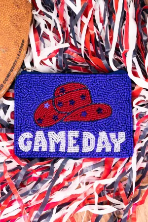 Viola Hat's Off Game Day Red and Blue Seed Bead Coin Purse