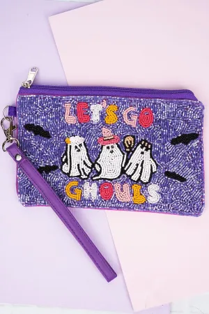 Viola Purple 'Let's Go Ghouls' Seed Bead Wristlet Coin Purse