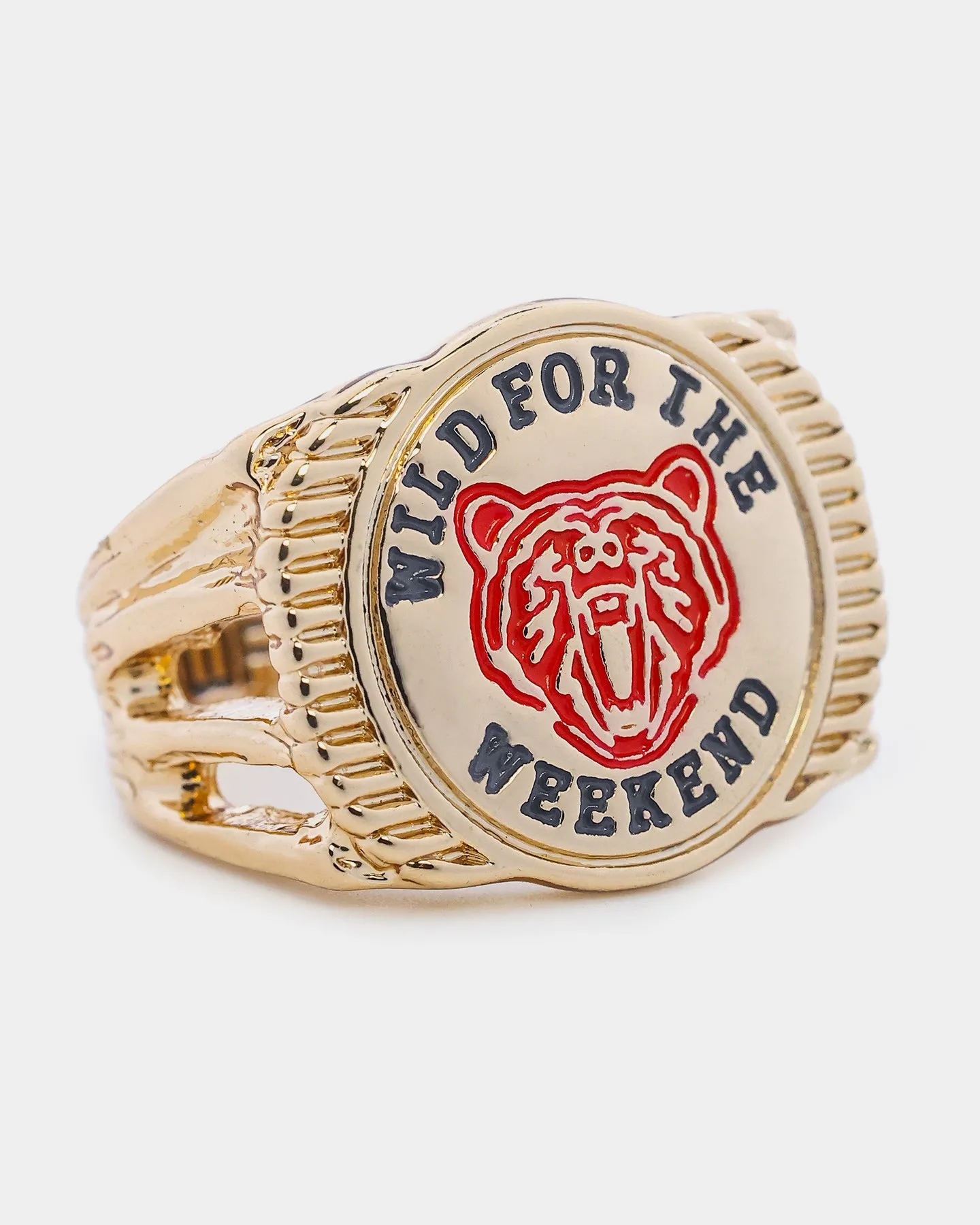 Wild For The Weekend Baller Bear Coin Signet Ring (Medium) Gold