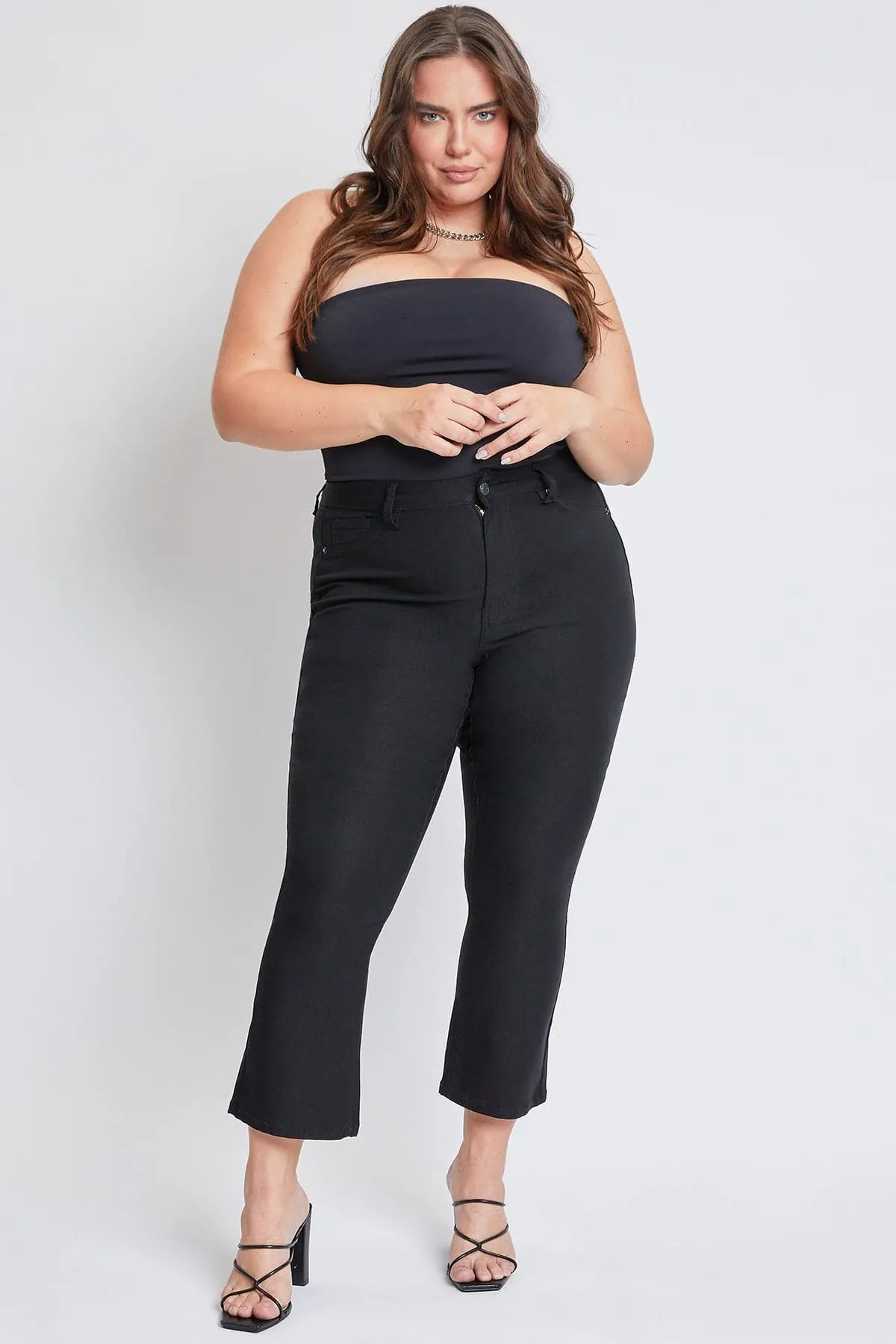 Women´s Plus Hyperstretch Cropped Kick Flare Pants, Black