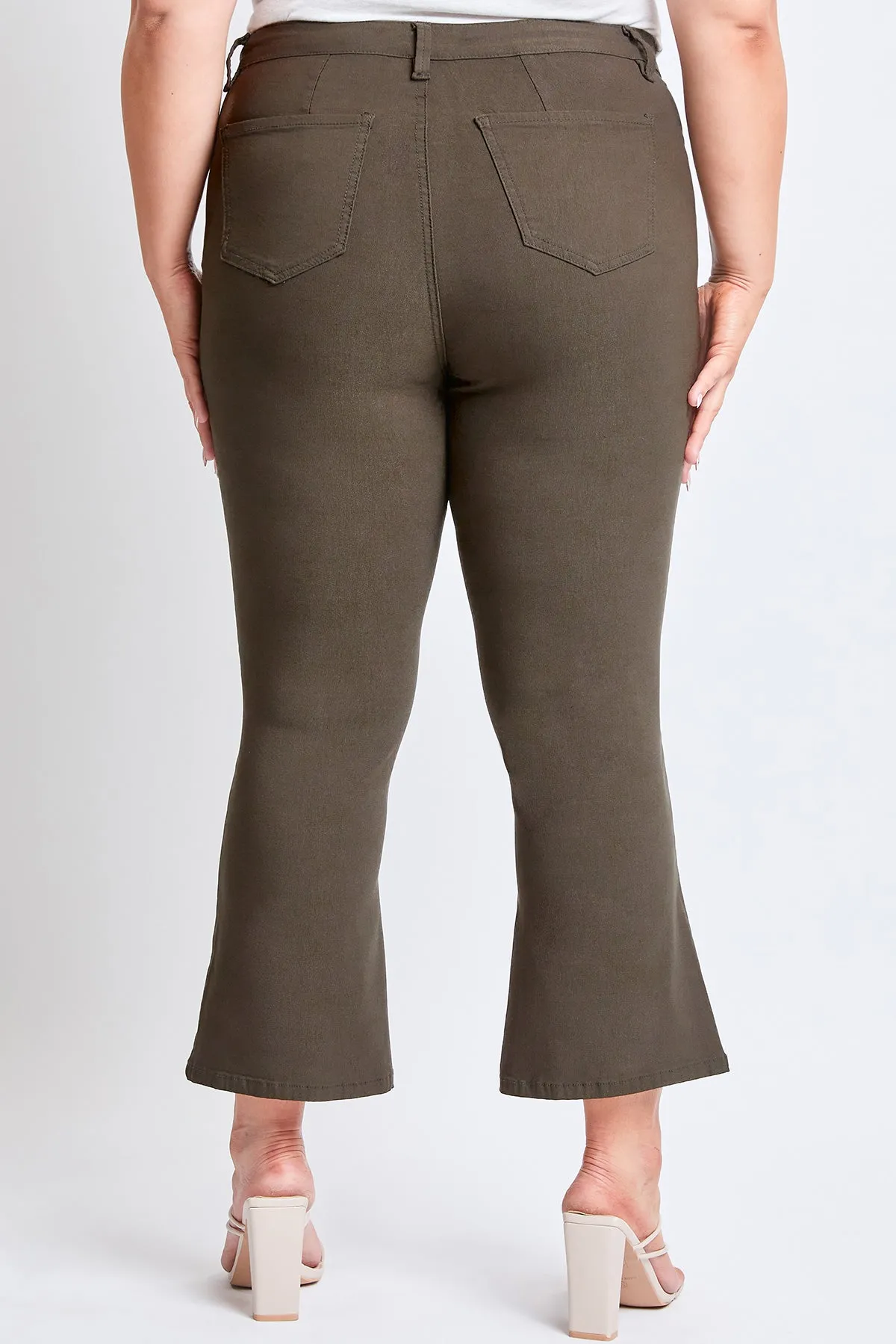 Women´s Plus Hyperstretch Cropped Kick Flare Pants, Dark Olive
