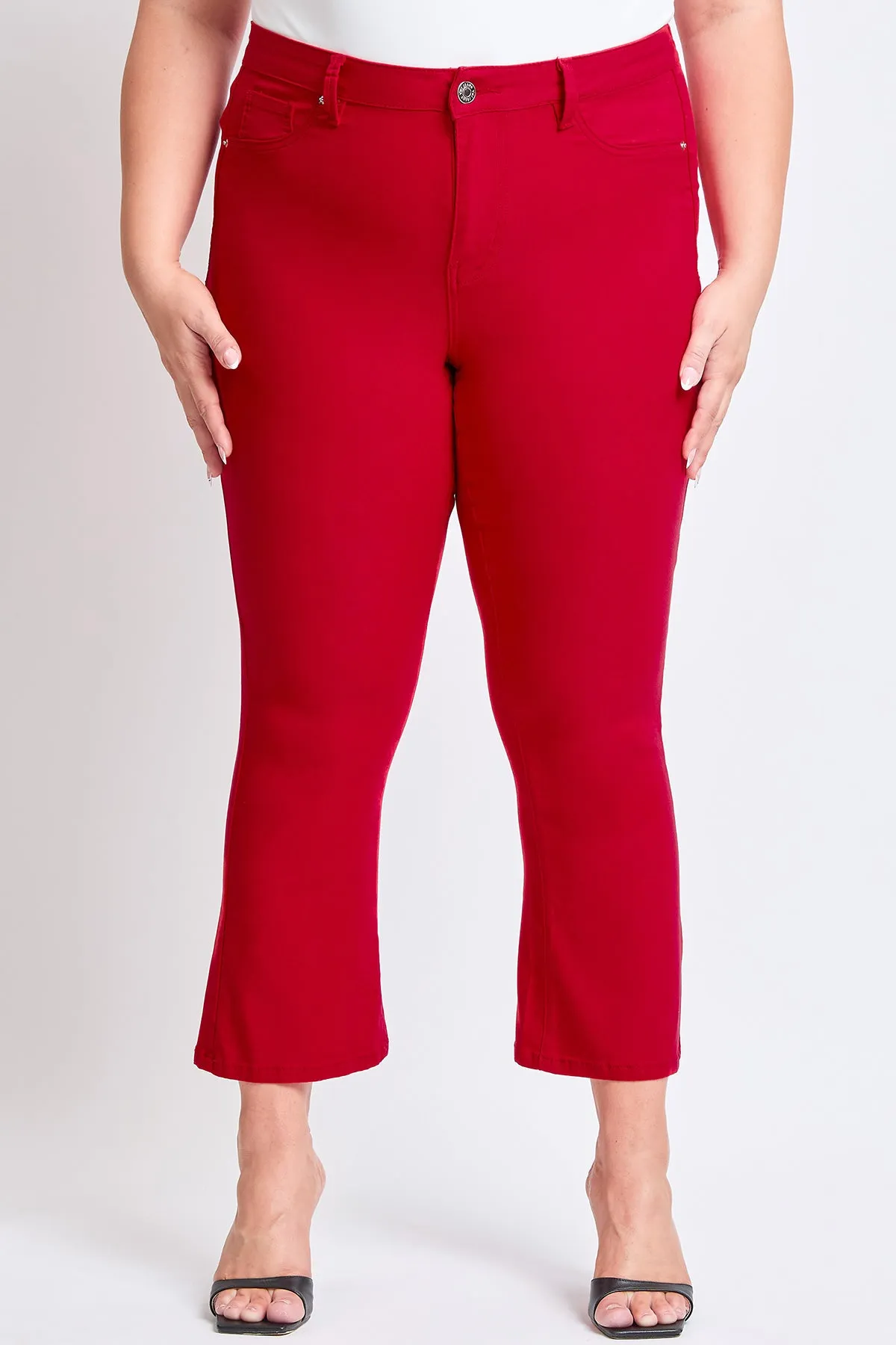 Women´s Plus Hyperstretch Cropped Kick Flare Pants, Ruby Red