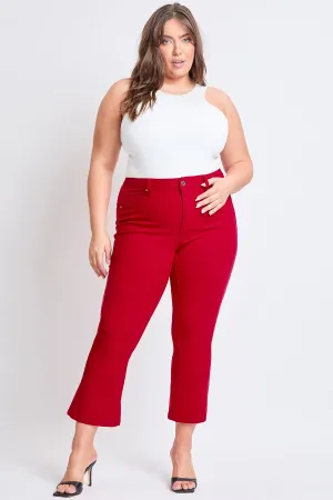 Women´s Plus Hyperstretch Cropped Kick Flare Pants, Ruby Red