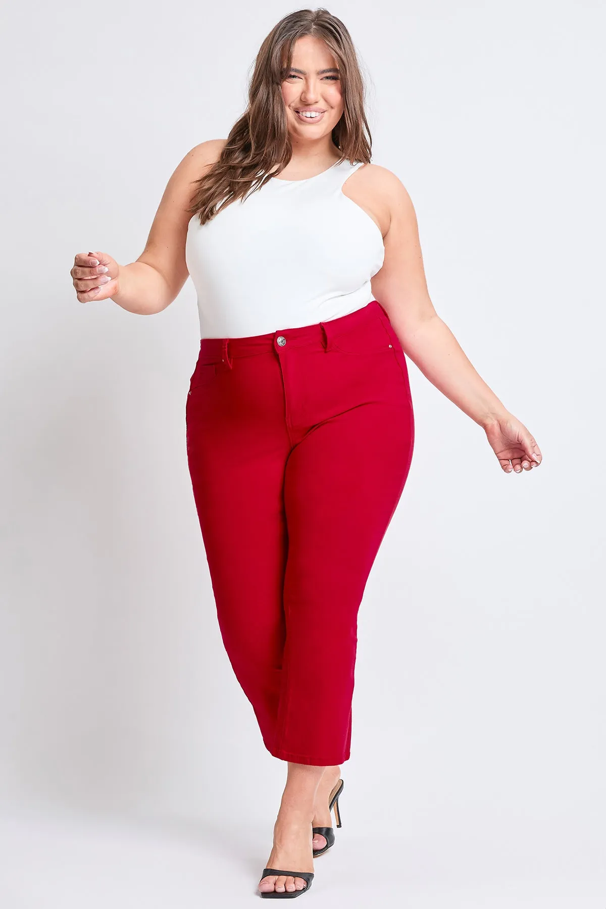 Women´s Plus Hyperstretch Cropped Kick Flare Pants, Ruby Red