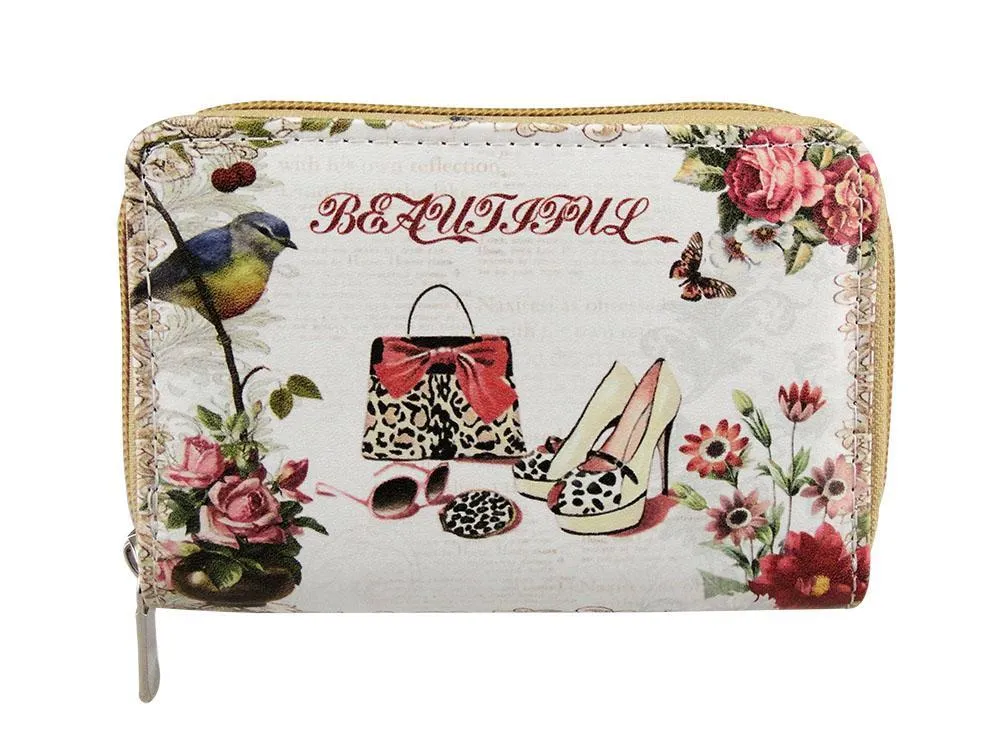 Womens Soft Faux Leather Printed Multi Purse Wallet Credit Card Coin Cash Holder
