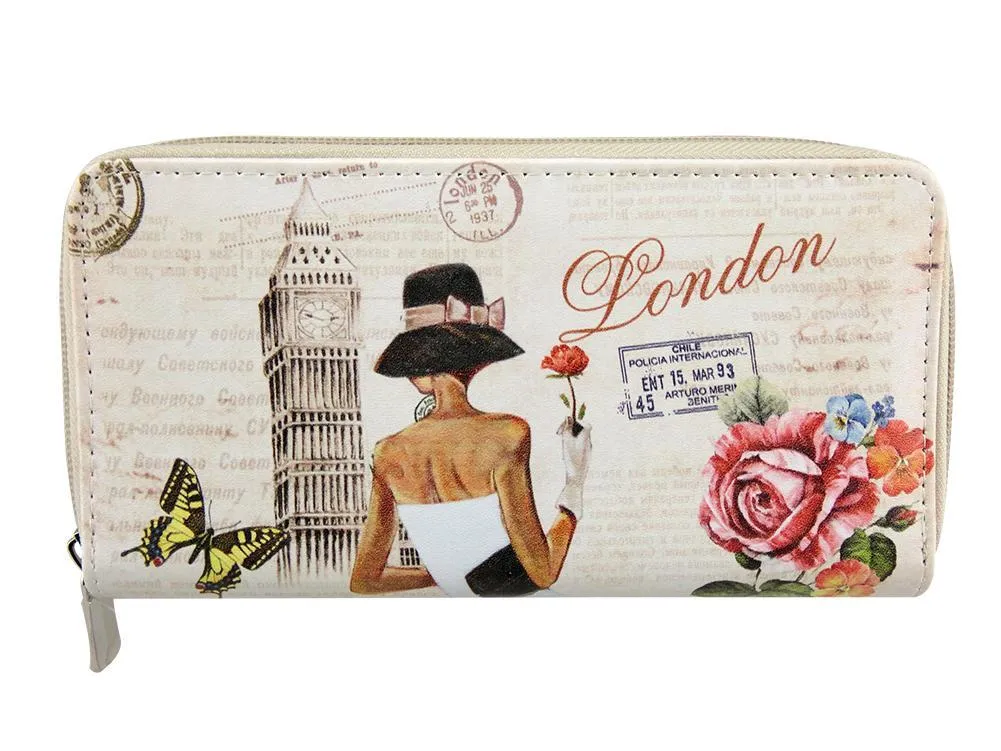 Womens Soft Faux Leather Printed Multi Purse Wallet Credit Card Coin Cash Holder
