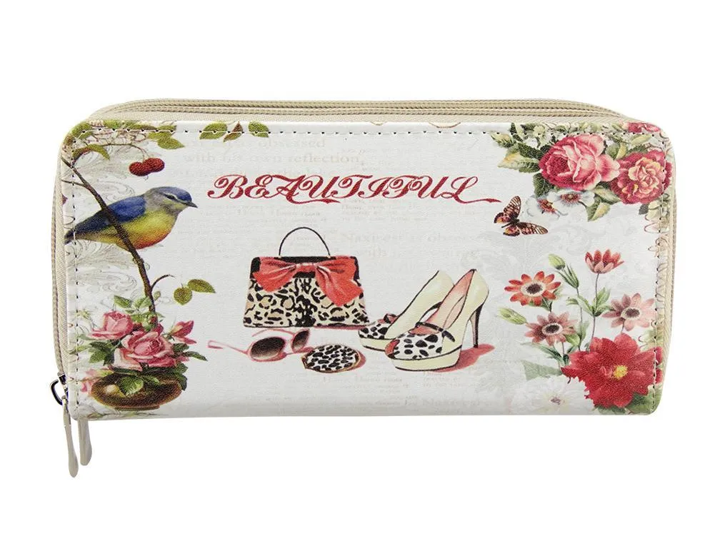 Womens Soft Faux Leather Printed Multi Purse Wallet Credit Card Coin Cash Holder