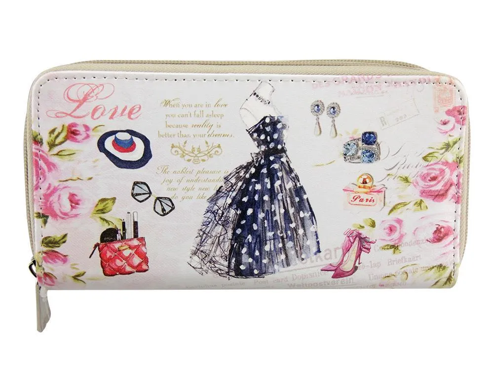 Womens Soft Faux Leather Printed Multi Purse Wallet Credit Card Coin Cash Holder