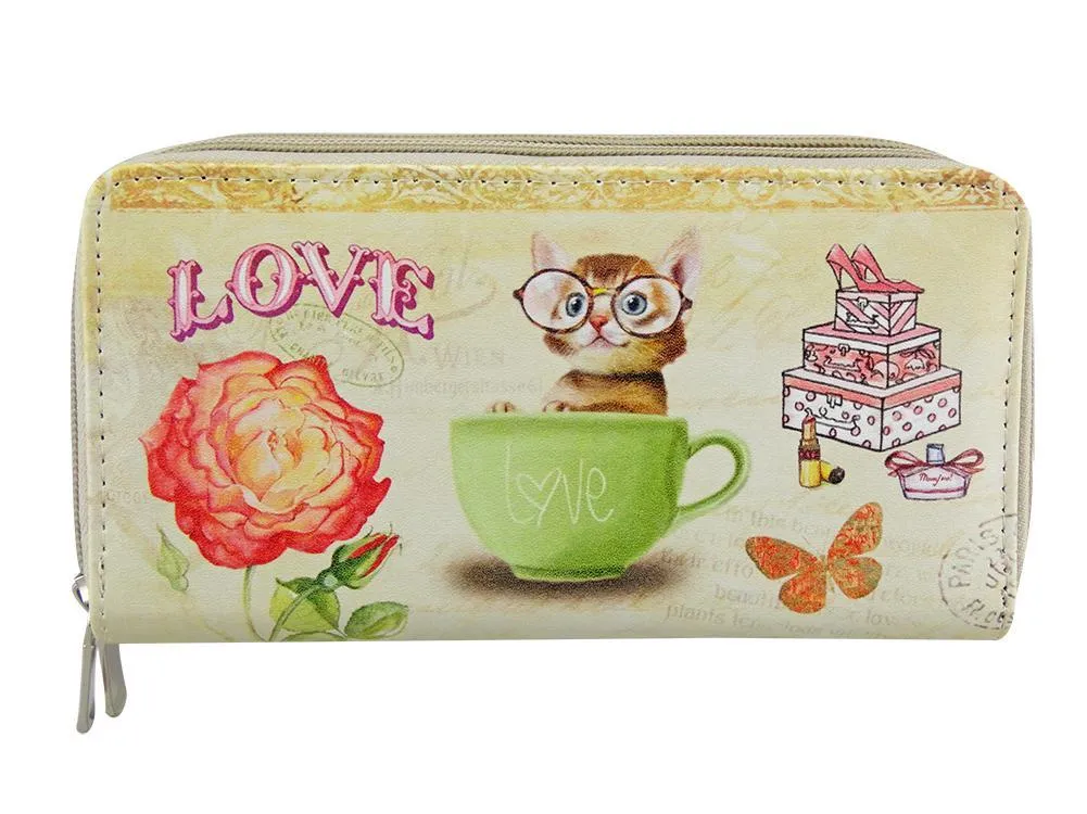 Womens Soft Faux Leather Printed Multi Purse Wallet Credit Card Coin Cash Holder