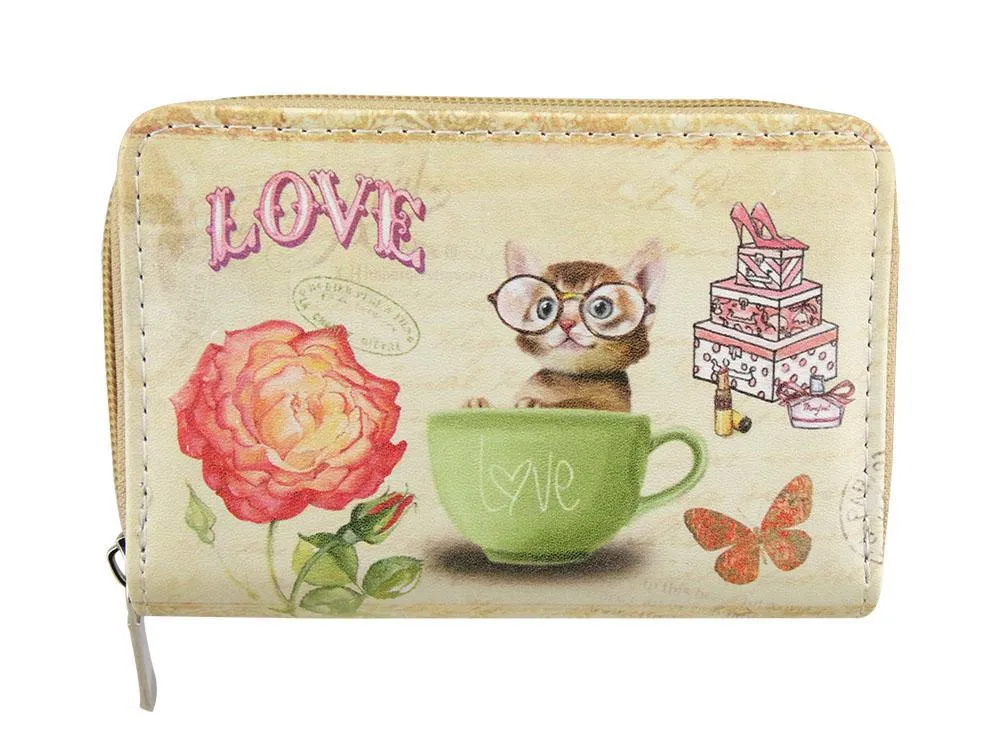 Womens Soft Faux Leather Printed Multi Purse Wallet Credit Card Coin Cash Holder